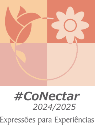 Logo Conectar - A logo mostra um pássaro beija-flor beijando uma flor.